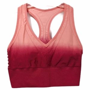 PINK Victoria's Seamless Sports Crop Macramé So Rosey And Merlot Night Dip Dye